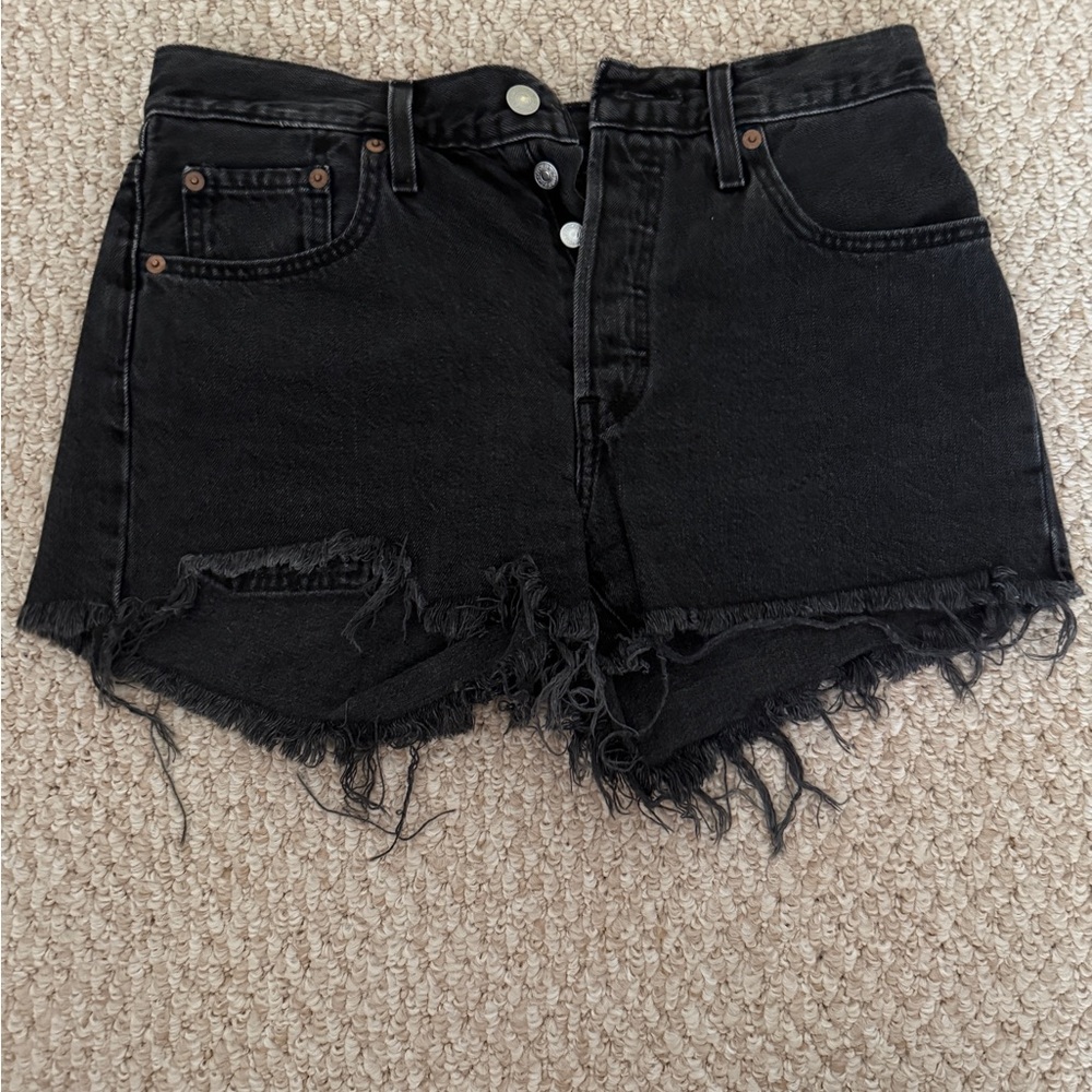Levi's Black Distressed High-Rise Jean Shorts